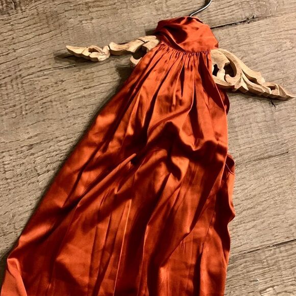 Ramy Brook Lori Halter Tie Back Silk Top in Clay (Red). - Picture 10 of 12